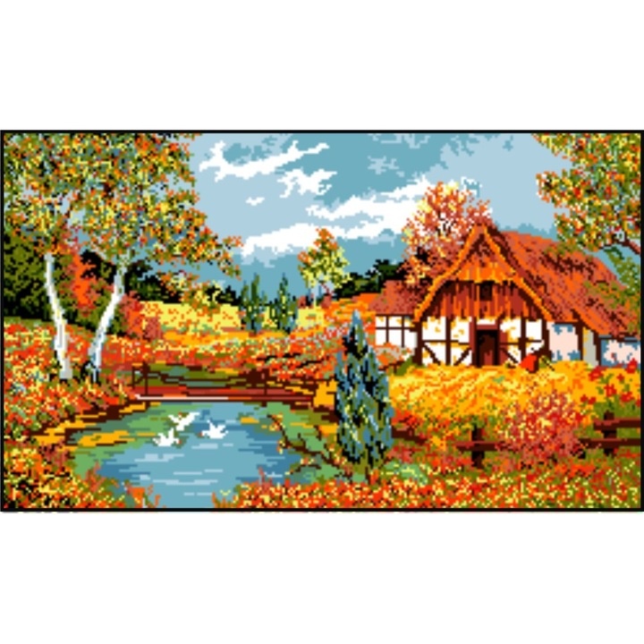 Toamna ruginie - kit goblen cu diagrama color