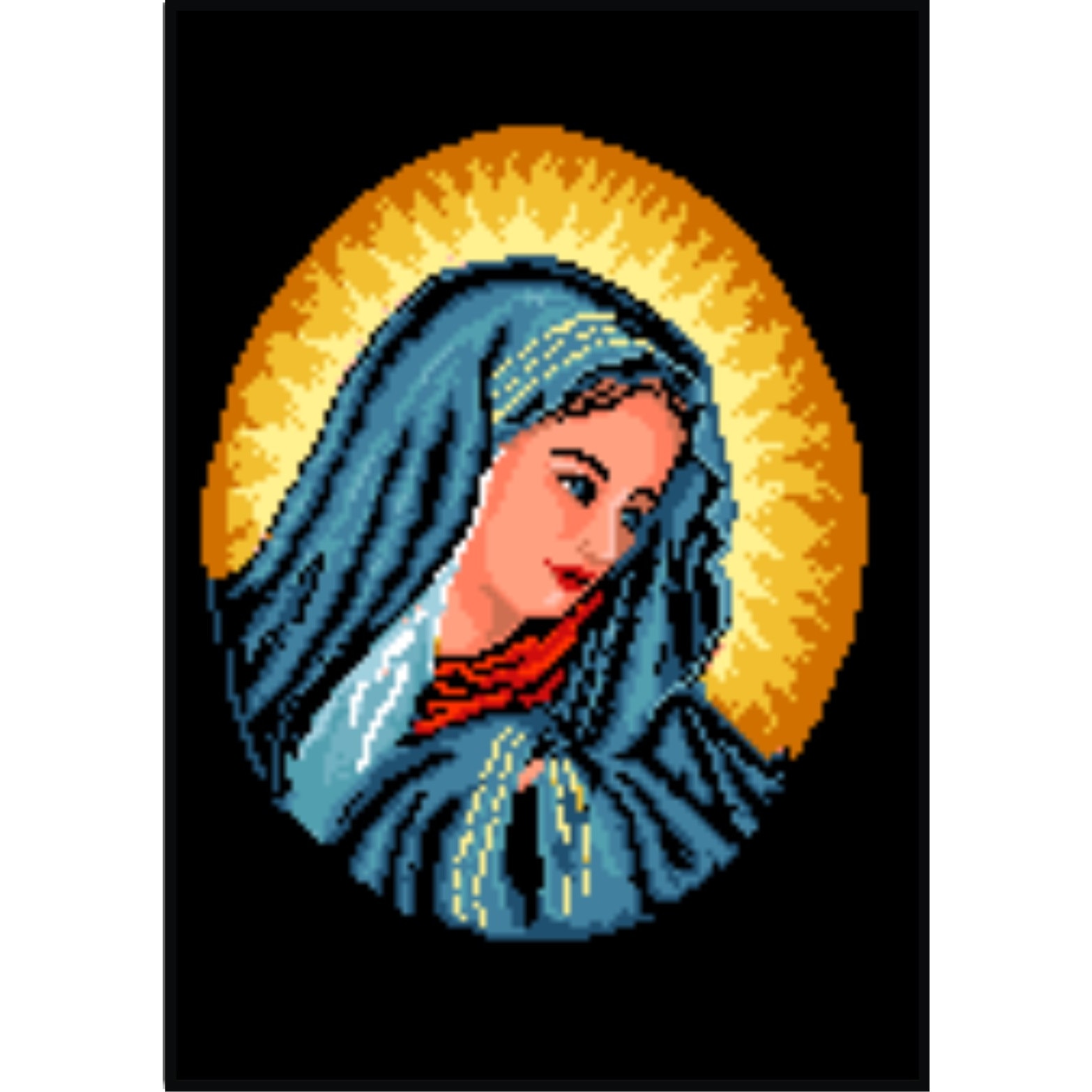 Madona in albastru - kit goblen cu panza imprimata