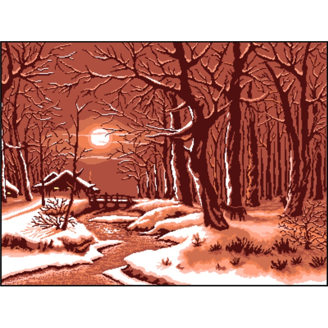 Noapte feerica (nuante de brick) - kit goblen cu panza imprimata