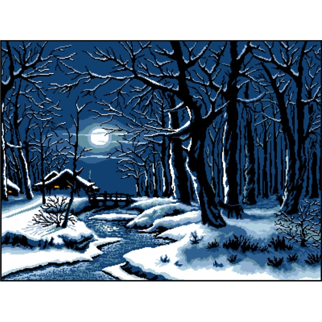 Noapte feerica (nuante de albastru) - kit goblen cu diagrama color