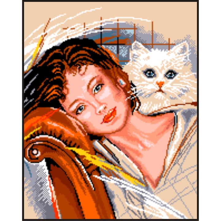 Reverie felina - kit goblen cu diagrama color