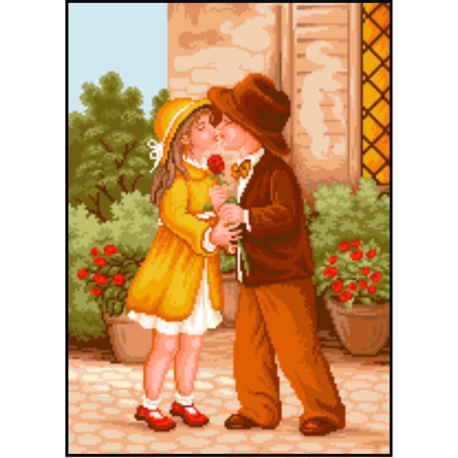 Primul sarut - kit goblen cu panza imprimata