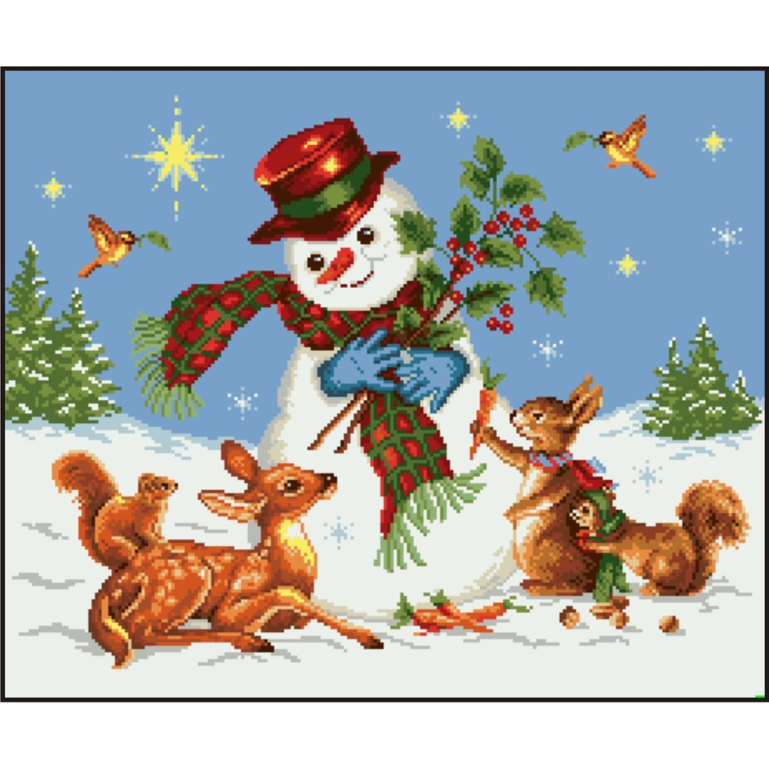 Bucurie, iarna - kit goblen cu diagrama color