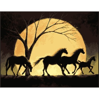 Nocturna cailor - kit goblen cu diagrama alb-negru Nocturna cailor - kit goblen cu diagrama alb-negru