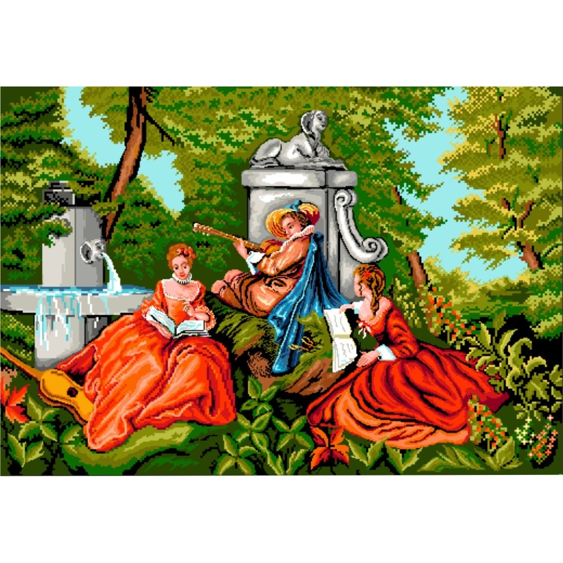 Concert in parc 3 personaje - kit goblen cu diagrama color