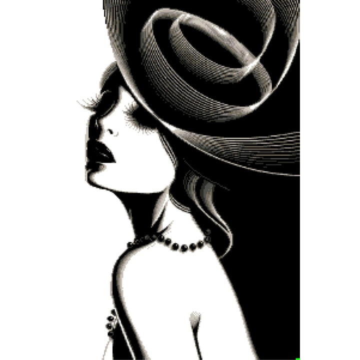 Doamna misterioasa - kit goblen cu diagrama alb-negru