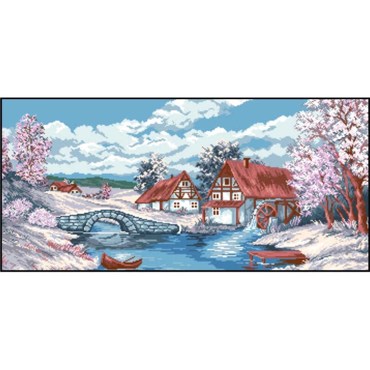 Linistea iernii - kit goblen cu diagrama color