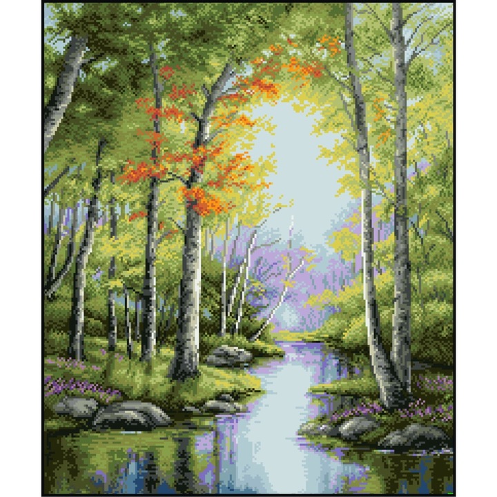 Imbratisarea mestecenilor - kit goblen cu diagrama color