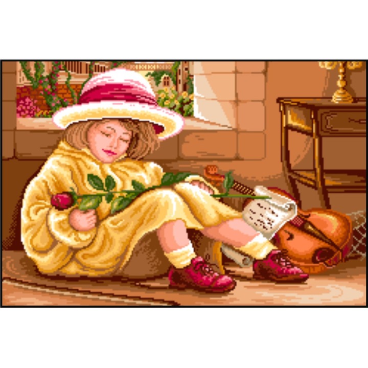 Fiica artistei - kit goblen cu diagrama alb-negru