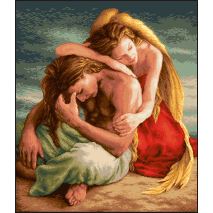 Ingerul iubirii - kit goblen cu diagrama alb-negru