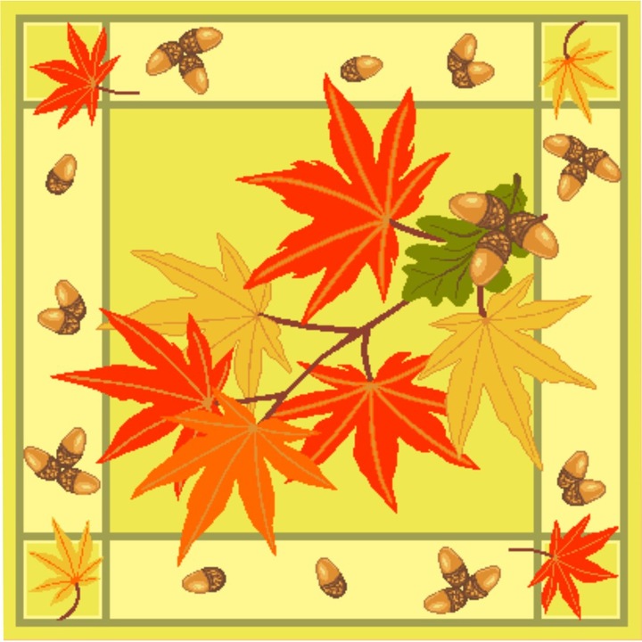 Frunze de toamna deco - kit goblen cu diagrama alb-negru