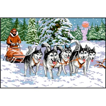 Expeditie in Alaska - kit goblen cu diagrama alb-negru Expeditie in Alaska - kit goblen cu diagrama alb-negru