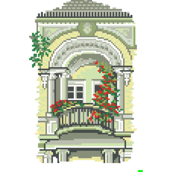 Balconul meu, vara - kit goblen cu diagrama alb-negru