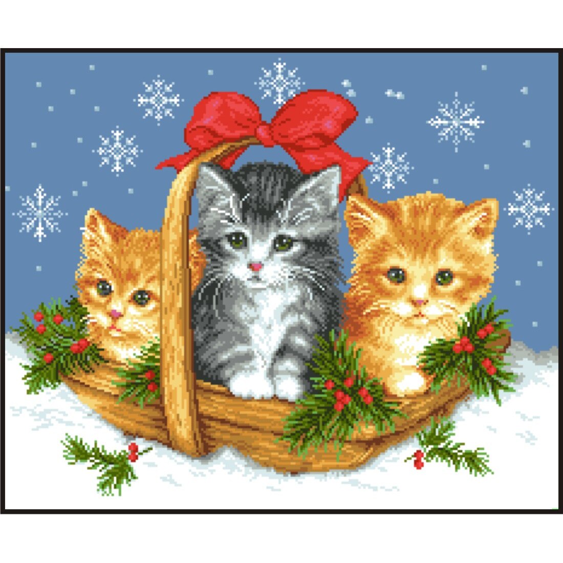 Mustati cu nea - kit goblen cu diagrama alb-negru