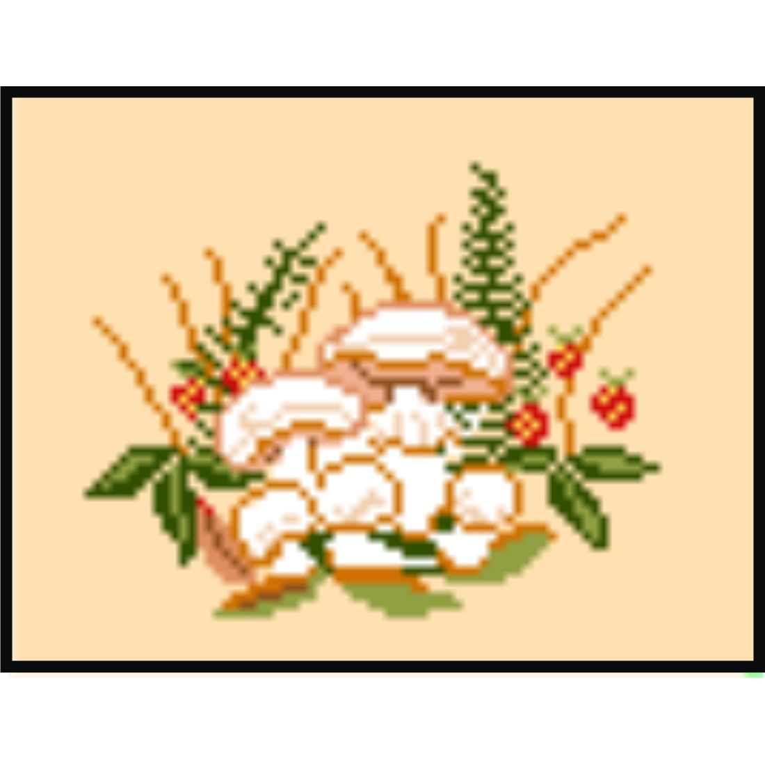 Ciuperci 4 - kit goblen cu diagrama alb-negru