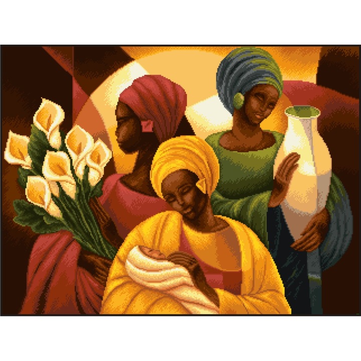 Mozaic african - kit goblen cu diagrama alb-negru