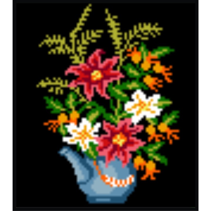 Vas cu flori - kit goblen cu diagrama color