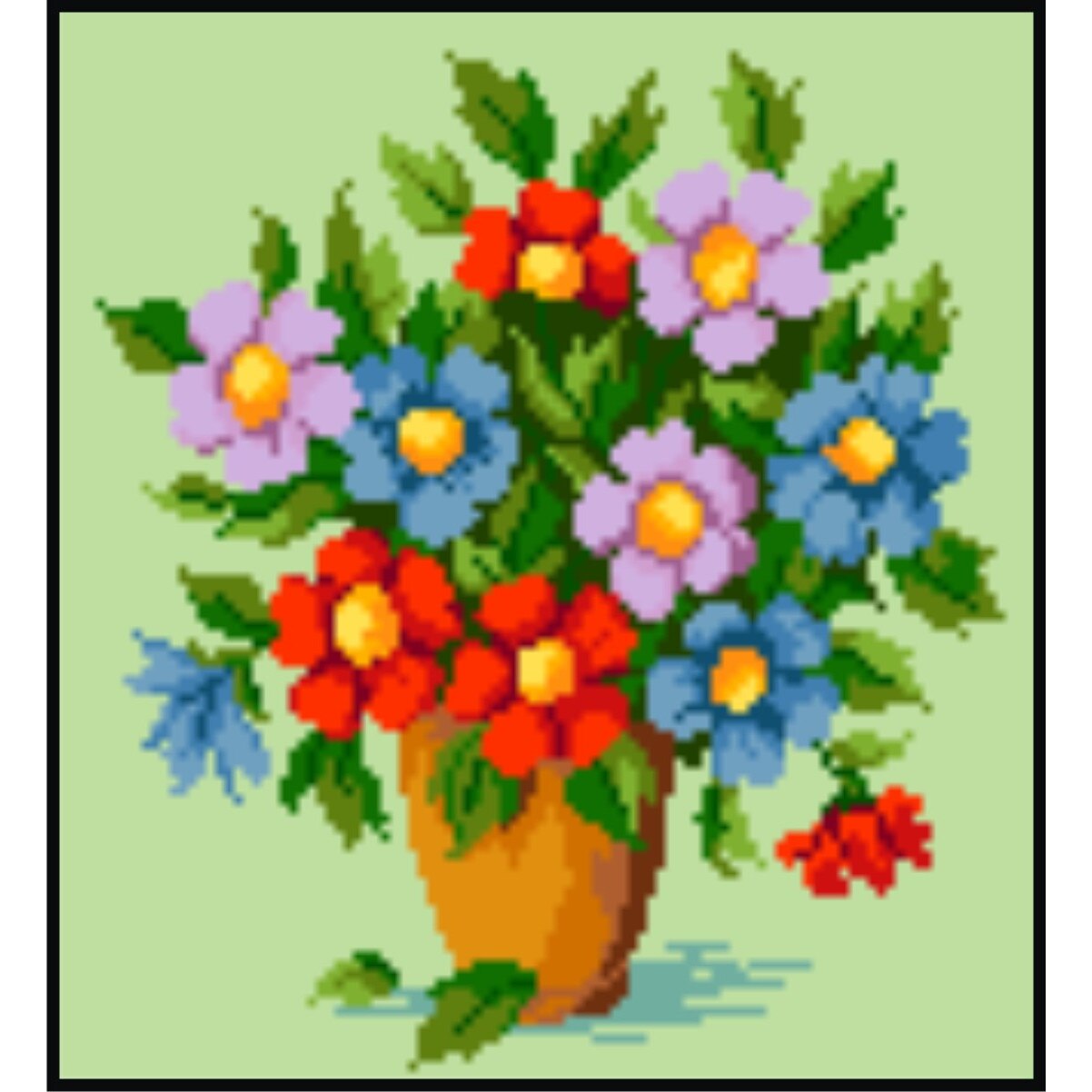 Vas cu anemone - kit goblen cu diagrama color