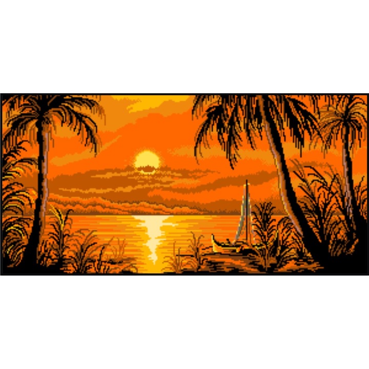 Amurg pe Nil - kit goblen cu panza imprimata