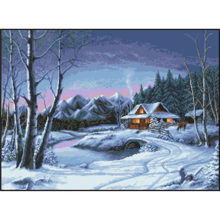 Iarna albastra - kit goblen cu diagrama color