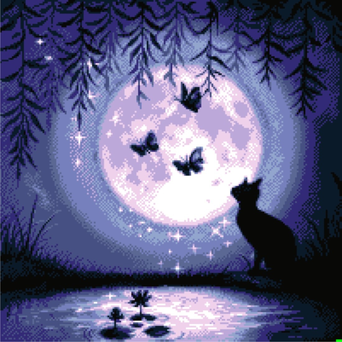 Vanatoare nocturna - kit goblen cu diagrama alb-negru