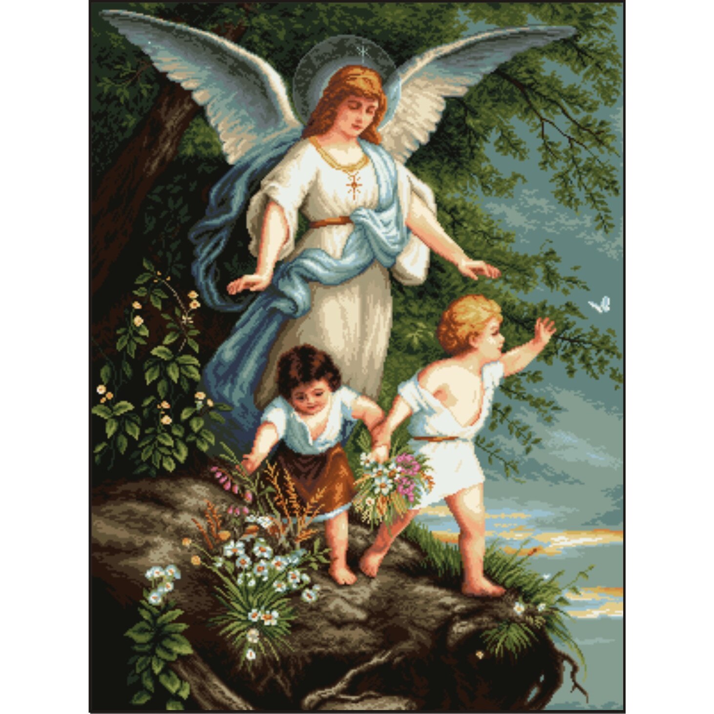 Aripi de inger - kit goblen cu panza imprimata