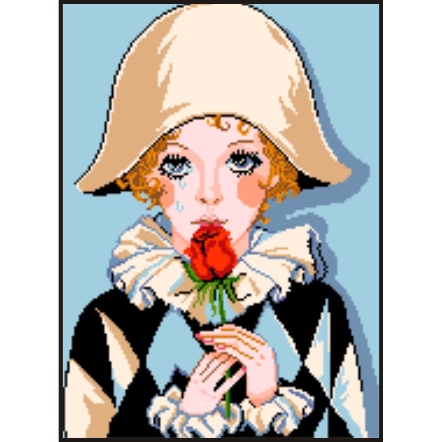 Arlechin indragostit - kit goblen cu diagrama alb-negru