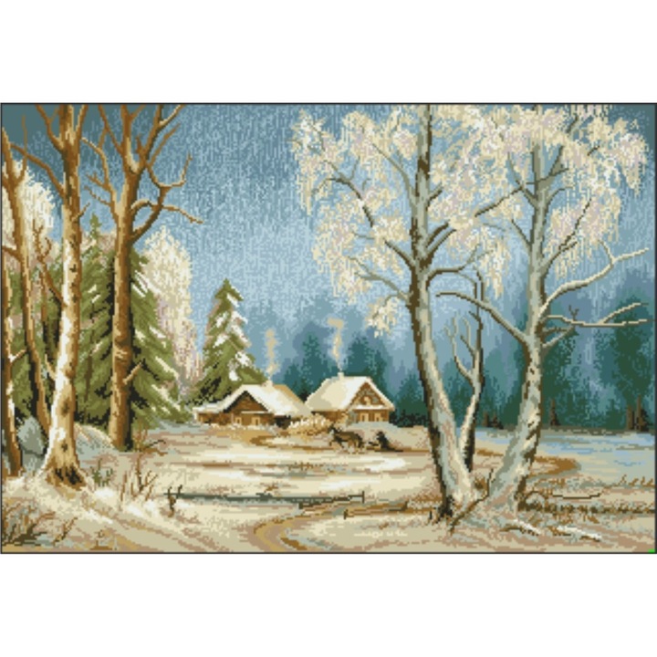 Noapte cu promoroaca - kit goblen cu panza imprimata