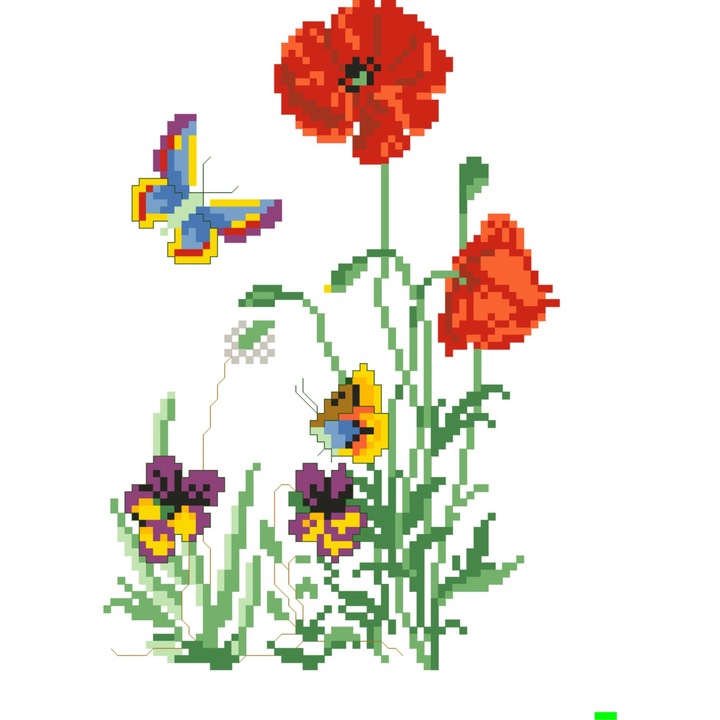 Vara cu fluture verde - kit goblen cu diagrama color