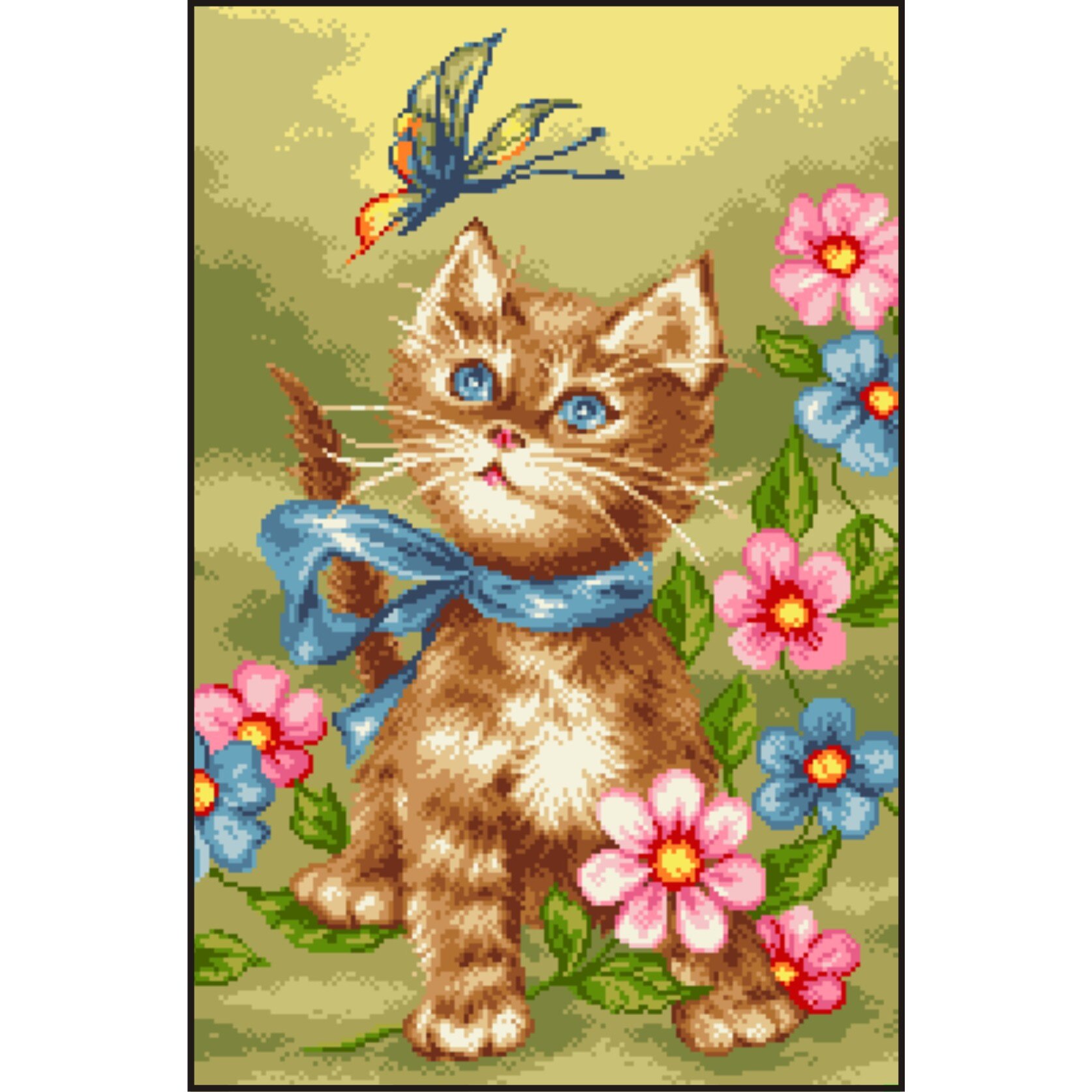 Pisicuta jucausa - kit goblen cu diagrama color