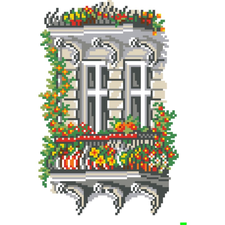 Balconul meu, primavara - kit goblen cu diagrama color
