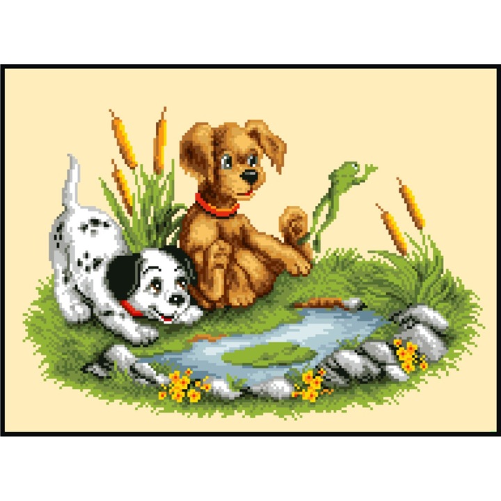 Surpriza din baltoaca - kit goblen cu diagrama alb-negru