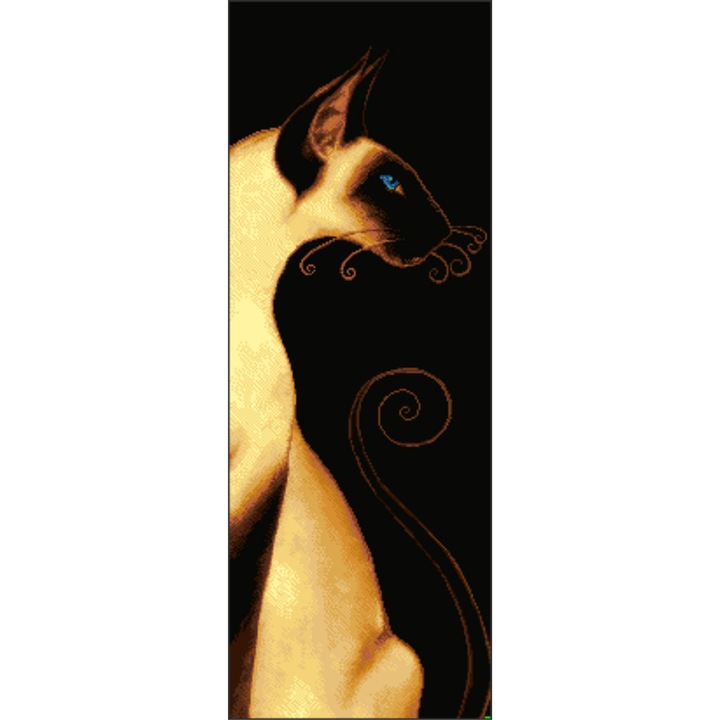 Felina in negru - kit goblen cu diagrama color