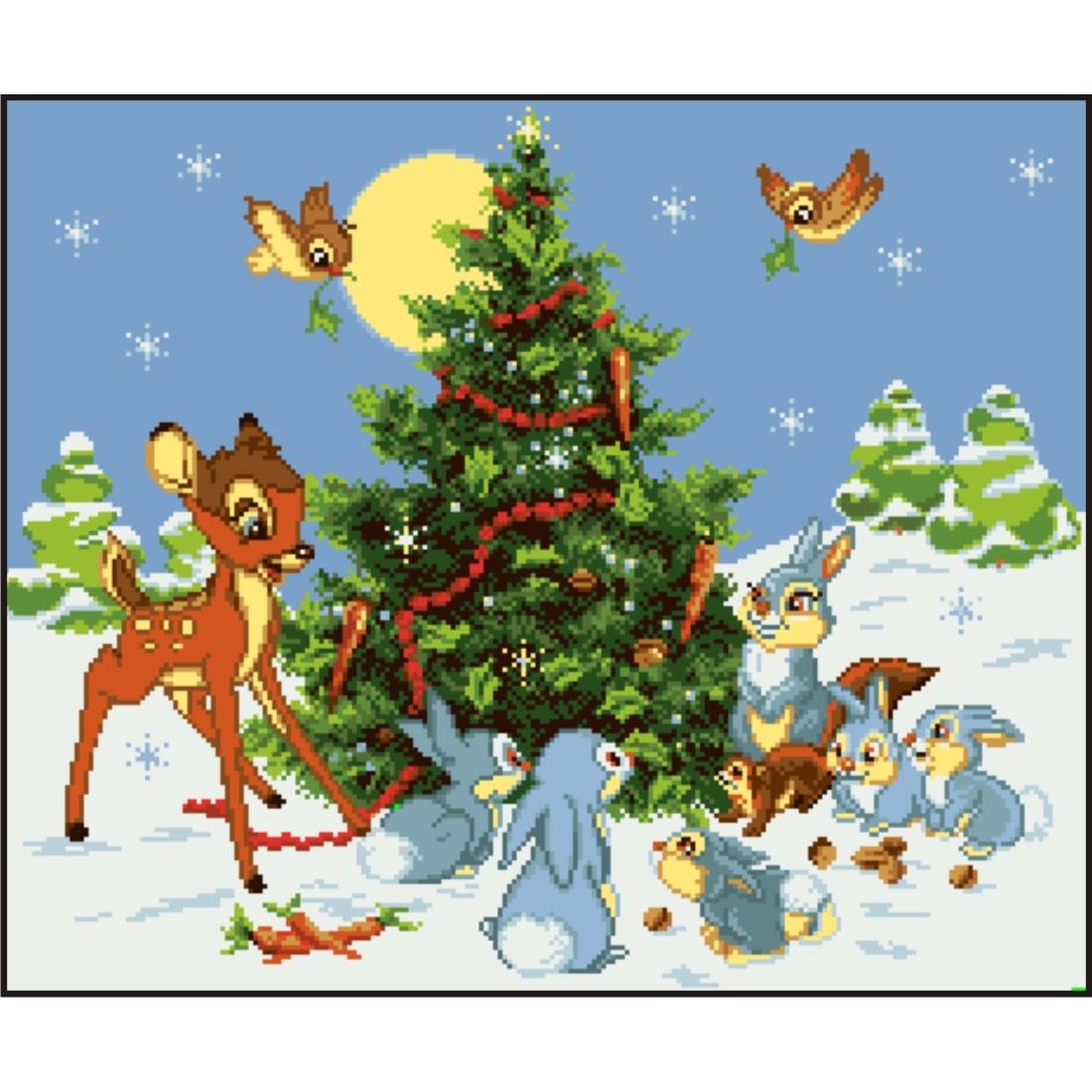 Poveste de Craciun - kit goblen cu diagrama alb-negru