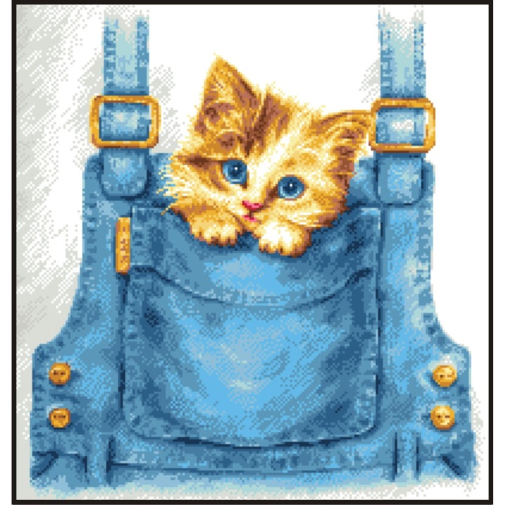 Ascunzatoarea motanelului - kit goblen cu diagrama alb-negru