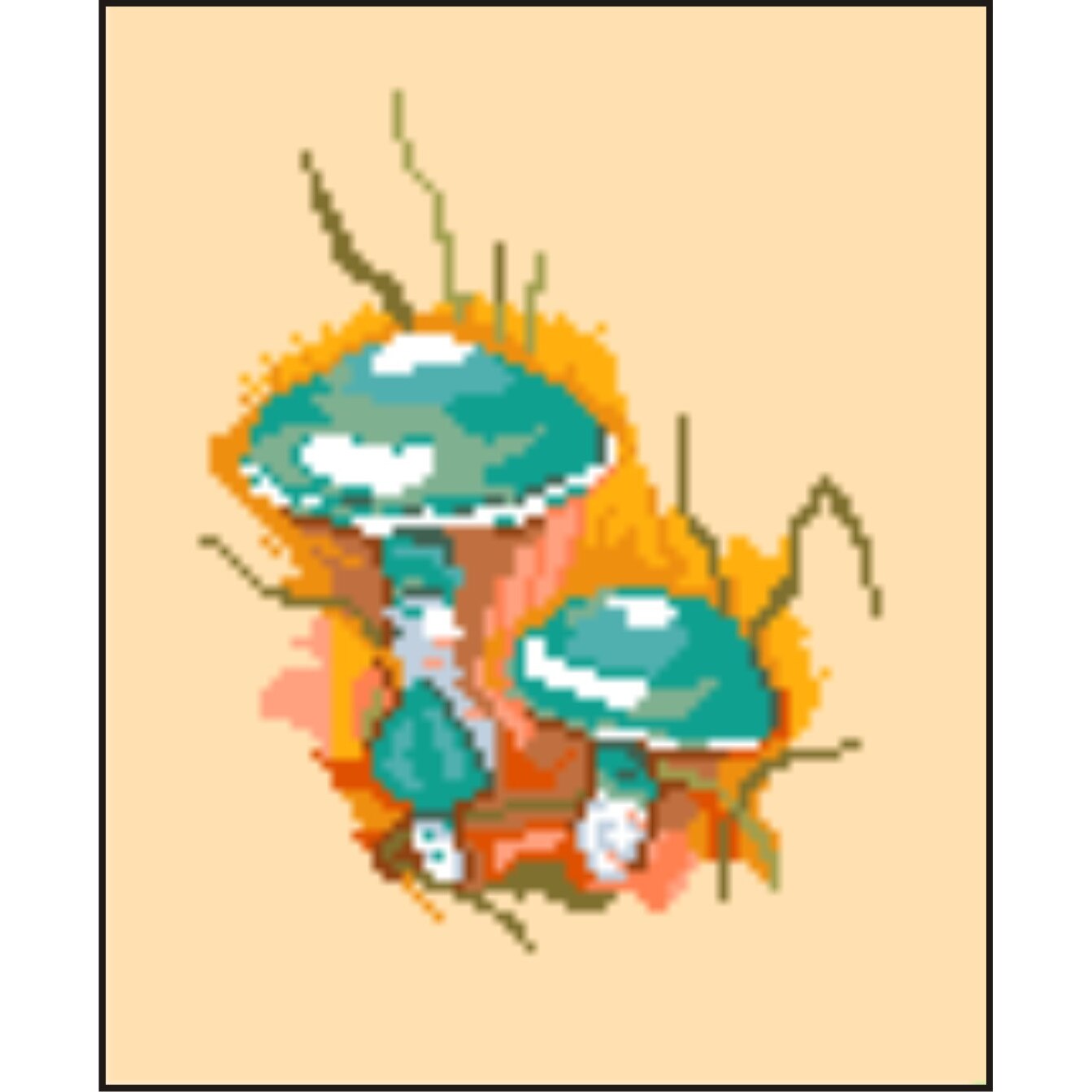 Ciuperci 7 - kit goblen cu panza imprimata