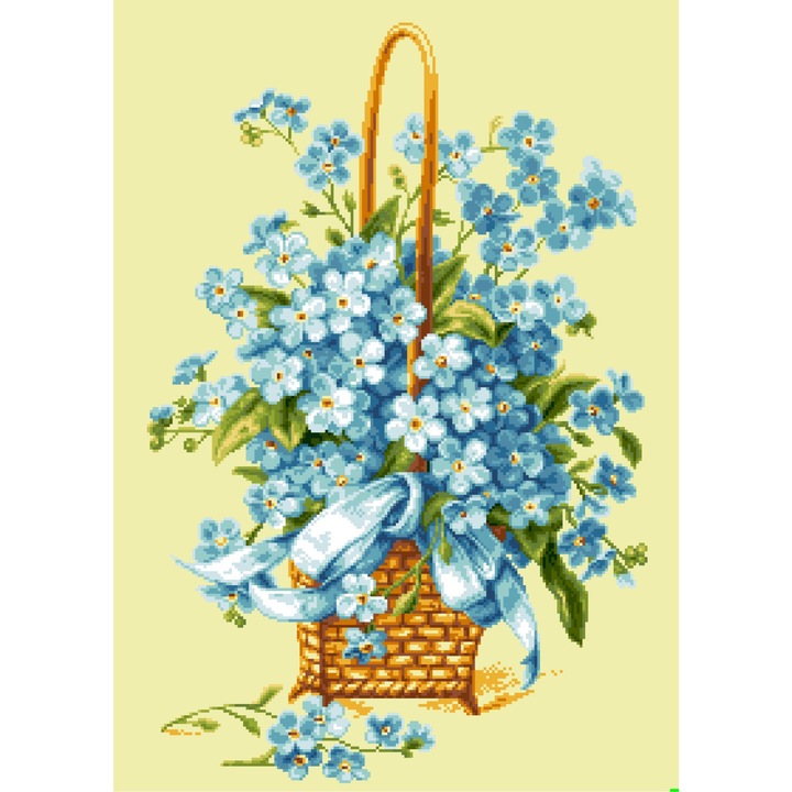Cosulet cu miozotis - kit goblen cu diagrama color
