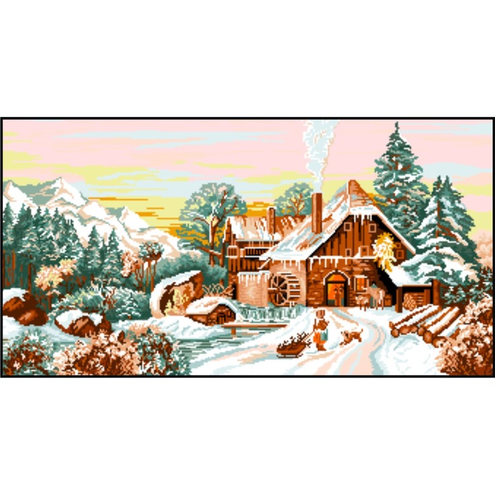 Iarna - kit goblen cu panza imprimata