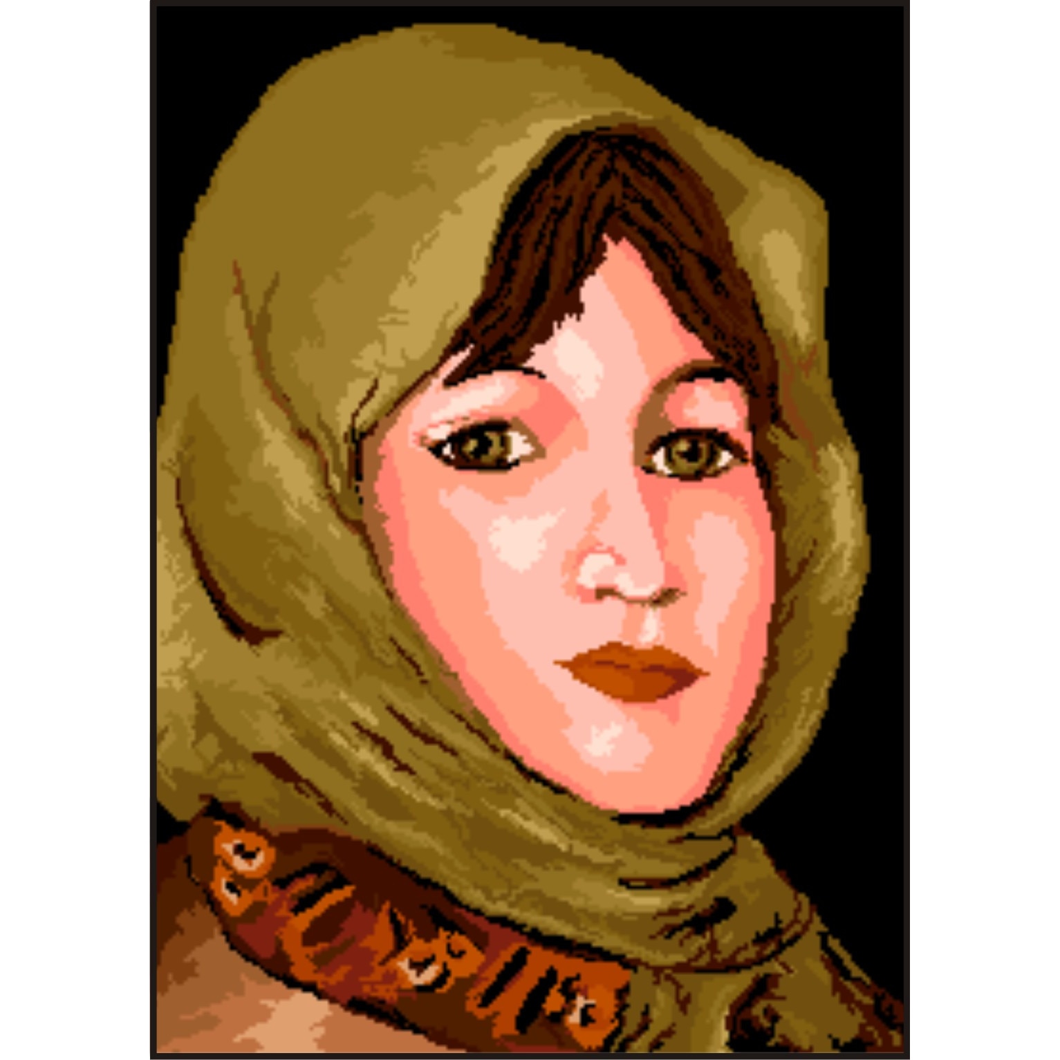 Taranca cu broboada verde - kit goblen cu diagrama alb-negru