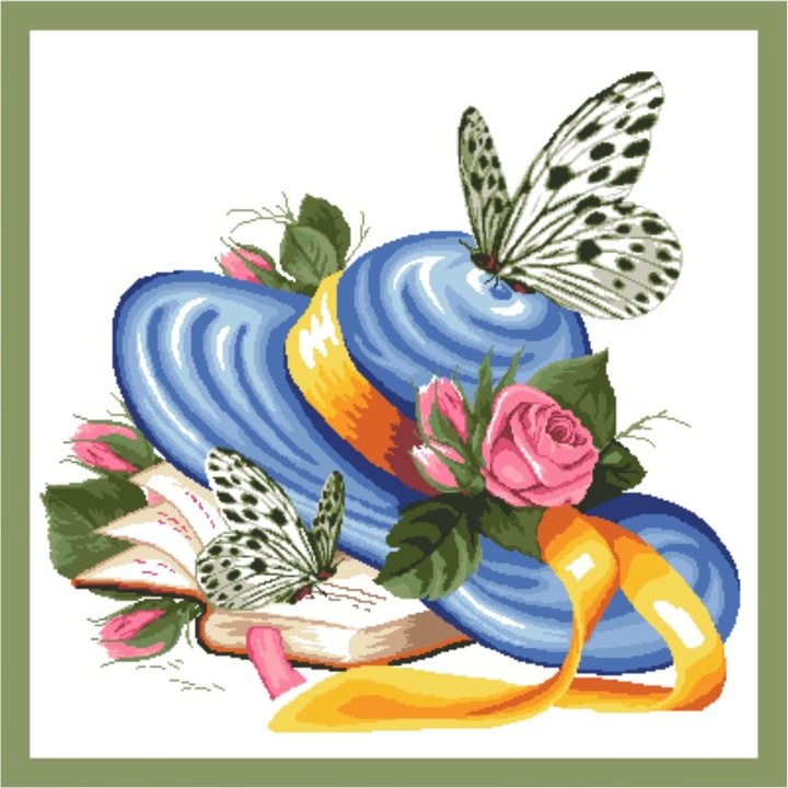 Romantica deco - kit goblen cu diagrama alb-negru