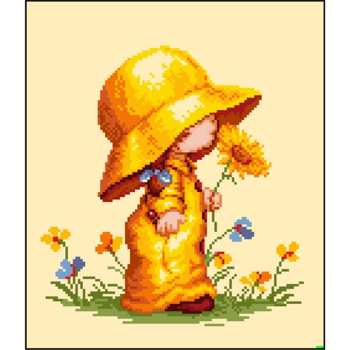 Botosica - kit goblen cu diagrama alb-negru