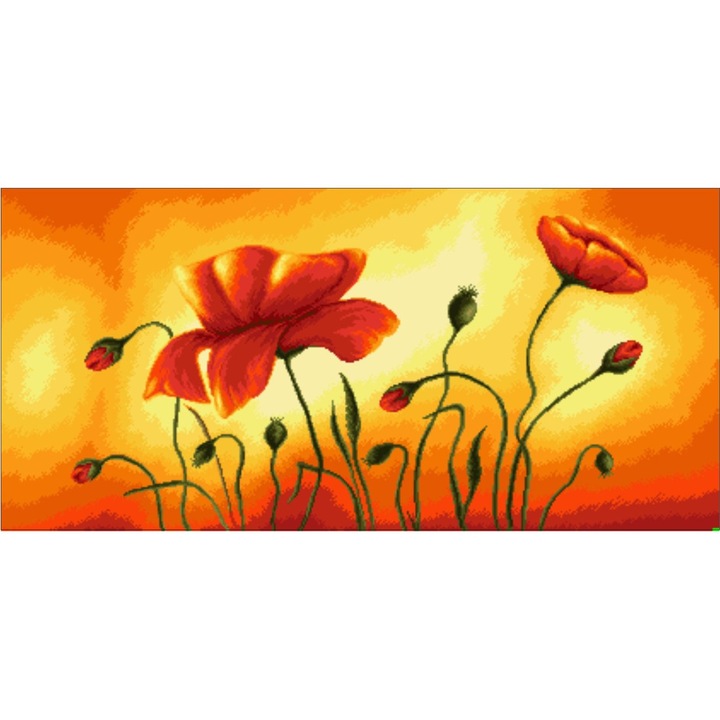 Dimineata macilor - kit goblen cu panza imprimata