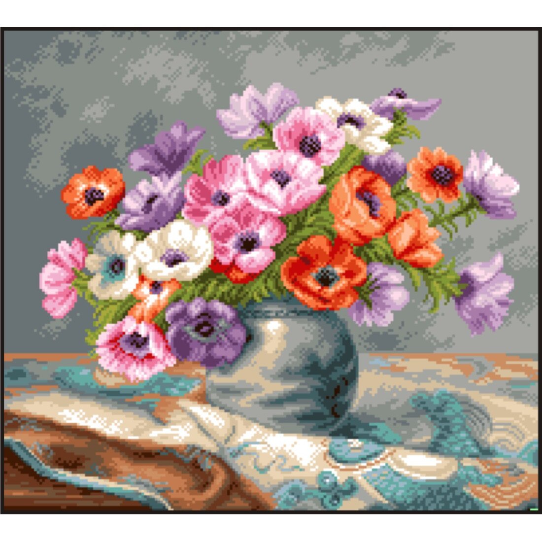 Parada anemonelor - kit goblen cu diagrama color