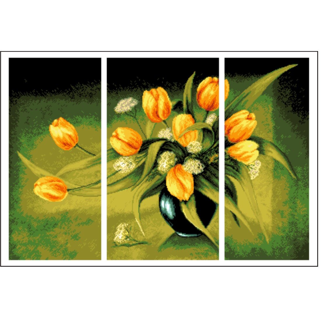 Ispite galbene - kit goblen cu diagrama alb-negru