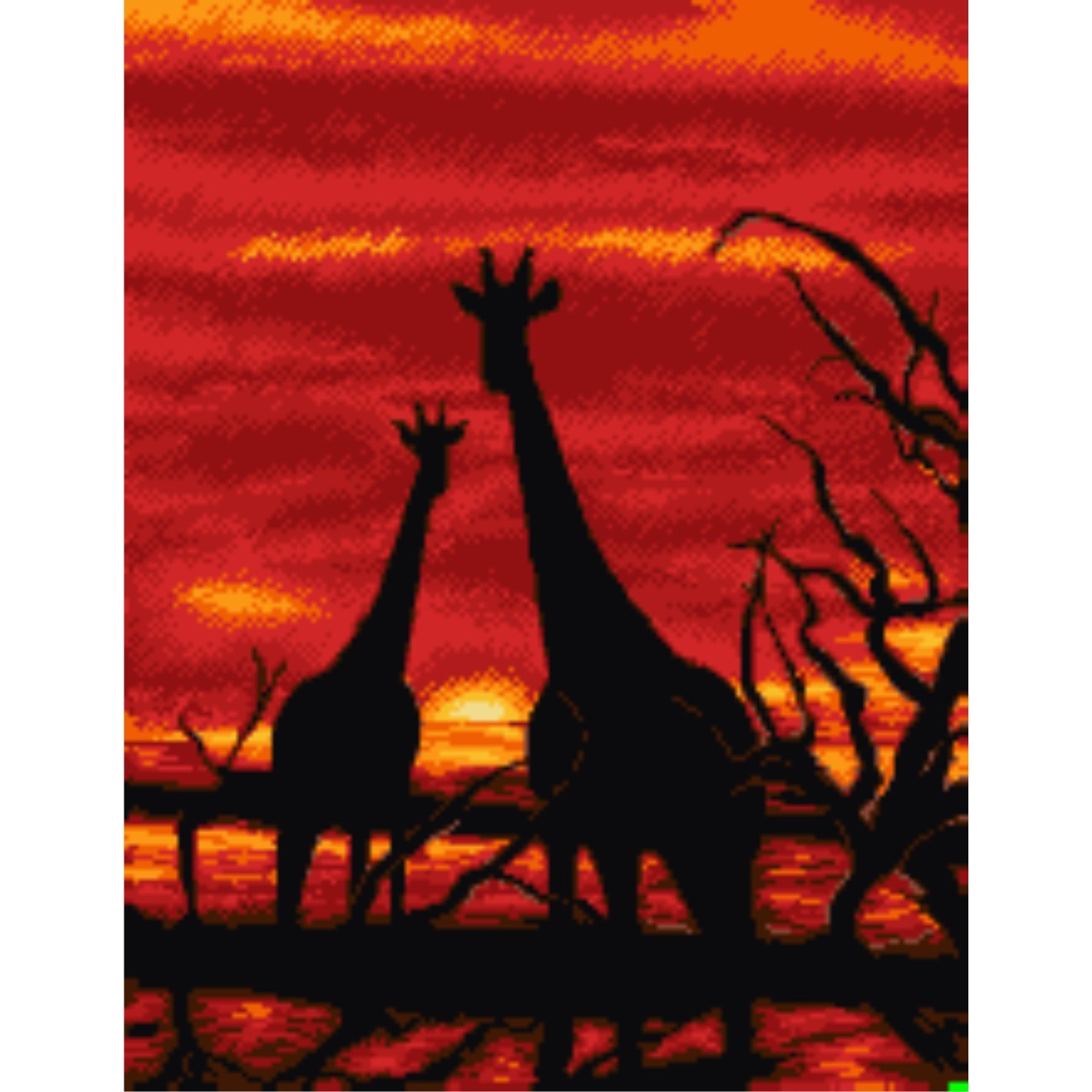 Girafe in amurg - kit goblen cu diagrama color