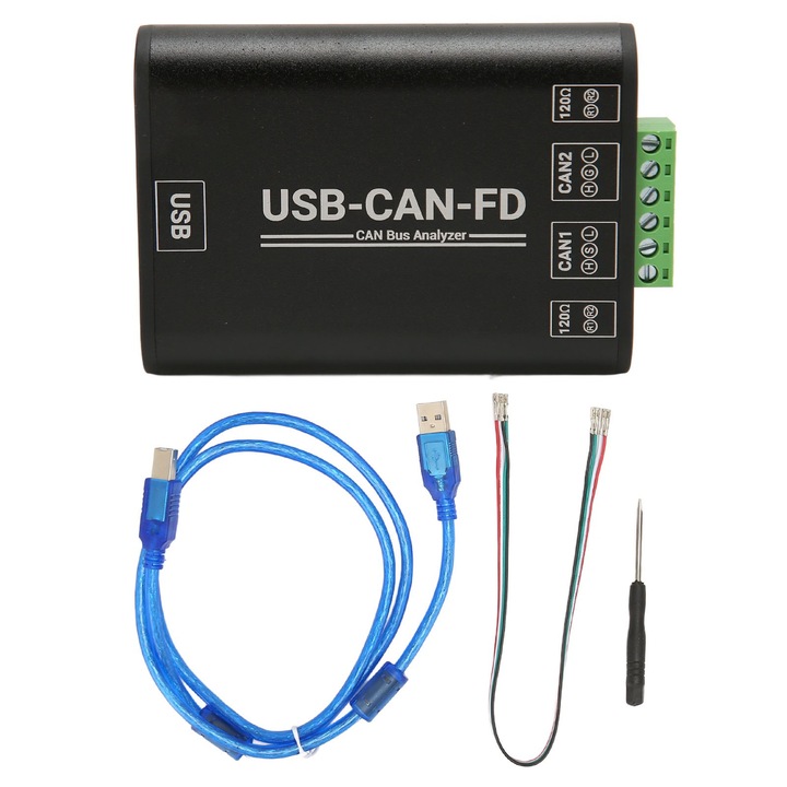 Adaptor USB la CAN FD de grad industrial, Fozuanei, 2 canale, izolare galvanica, 96x104x25mm