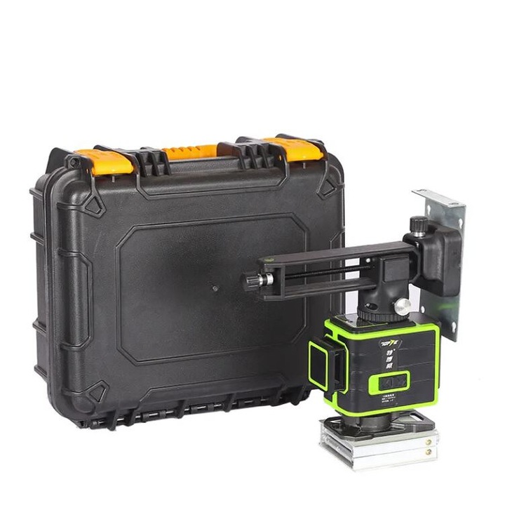 Nivela laser profesionala Thomas, 12 linii, 20 metri, rotativa 360 grade, cu fascicul verde, 2 acumulatori Li-Ion