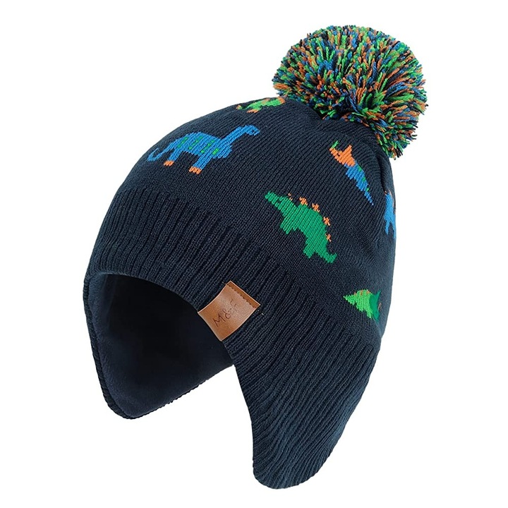 Caciula pentru copii Zeaicos, design dinozaur, material confortabil, multicolor, 1-10 ani