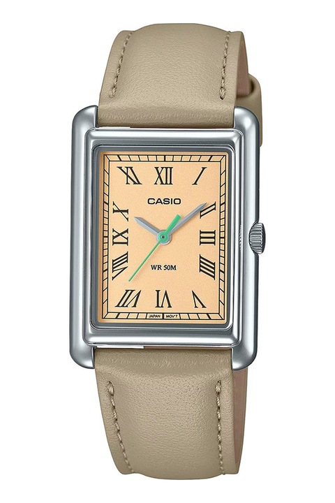 Casio, Кварцов часовник с кожена каишка, Каки