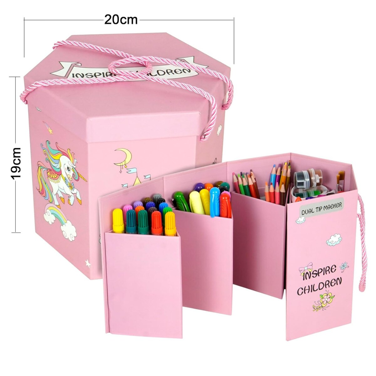 Set Creativ cu 93 de creioane colorate, carioci, markere, creta ...